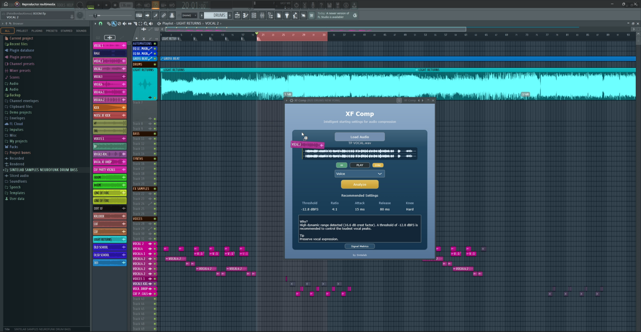 XF Comp cargado en FL Studio